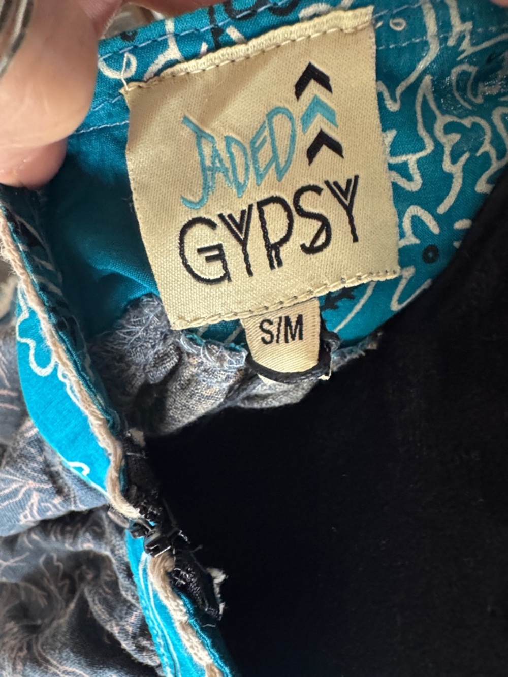 Jaded Gypsy Bohemian Teal and Navy Tiered Maxi Dress - Picture 5 of 6
